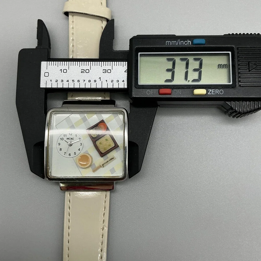 MINI MN051 Womens Watch 37mm Food Dial Square 3D Miniature Leather New Battery
